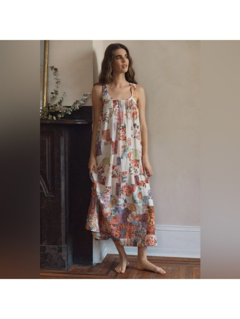 NWT Anthropologie LyreBird Size Small Printed Tie-Back Midi Nap Dress